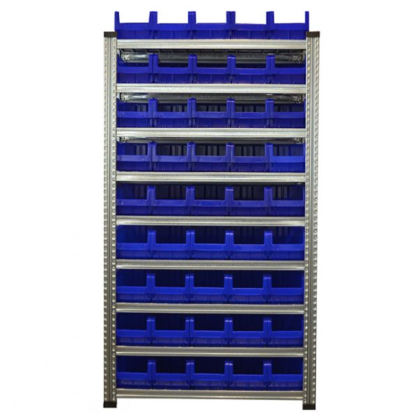 9 niveaus met magazijnbakken - incl. 54 bakken type K4 (H163xD345xB205 mm)