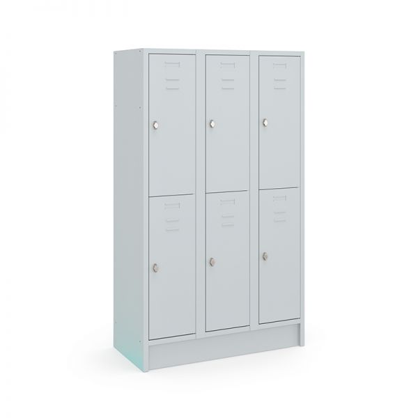 Locker type T, 3x2-deurs, grijze omkasting, grijze deuren
