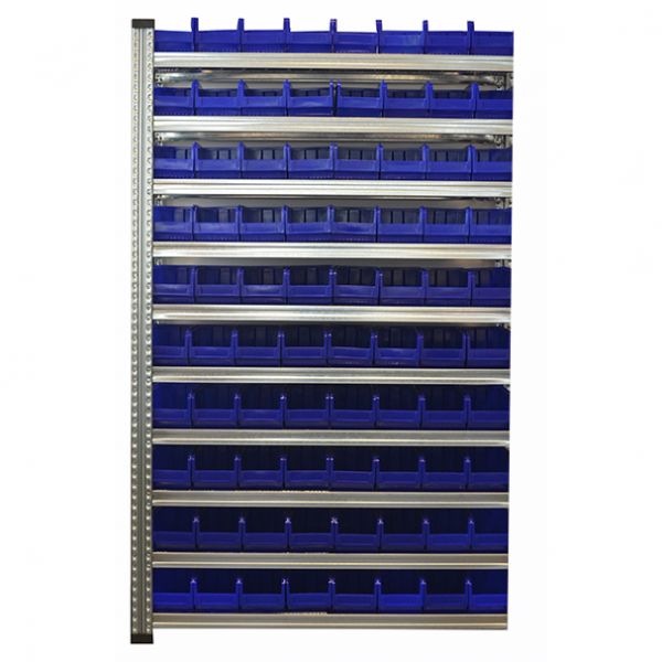 10 niveaus met magazijnbakken - incl. 100 bakken type K3 (H120xD235xB144 mm)