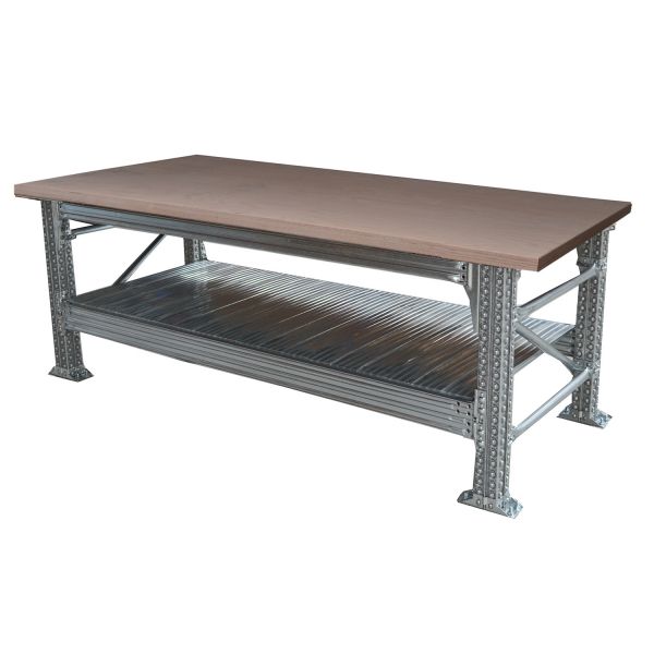Werkbank type456 H931XD600XL1200 incl. beuken multiplex bovenblad (40 mm) plus 1 legbord