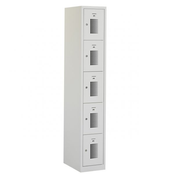 Locker type T, 5-deurs, grijze omkasting, grijze deuren