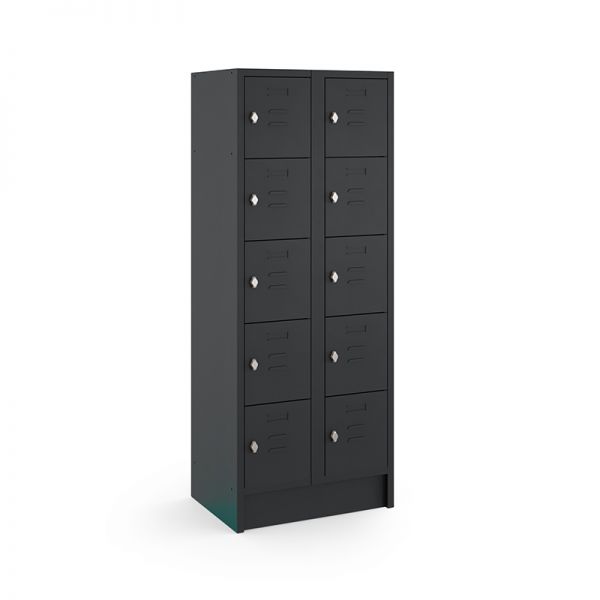 Locker type T, 2x5-deurs, zwarte omkasting, zwarte deuren