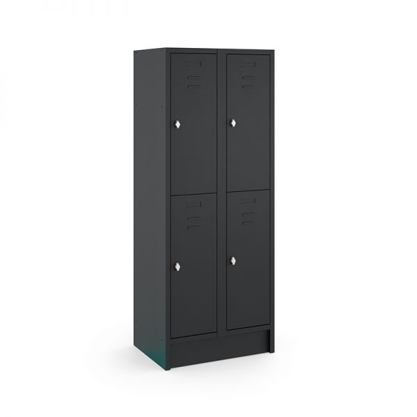 Locker type T, 2x2-deurs, zwarte omkasting, zwarte deuren